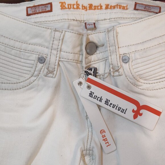 Rock By Rock Revival Off White Capri Size 27 "SUZE" Style:RR8190PZ NWT Jeans - Picture 9 of 10